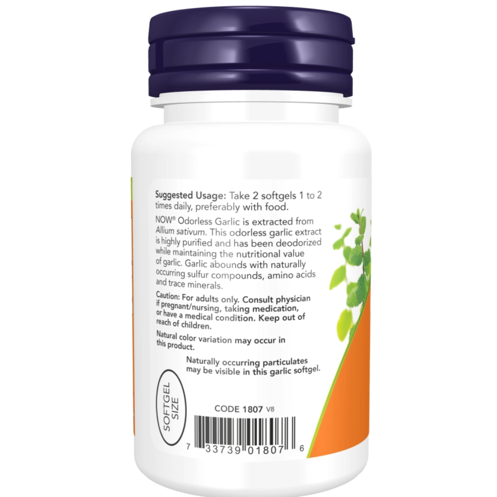 Extrato Concentrado de Alho Sem Odor (Odorless Garlic), 100 ou 250 Cápsulas, Now