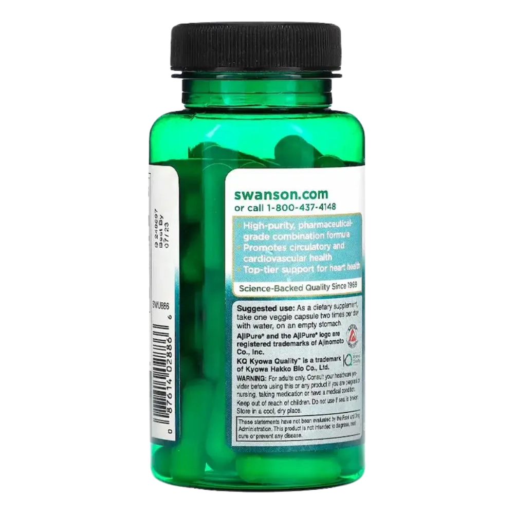 AjiPure L-Arginina 540mg com L-Citrulina, 60 Cápsulas, Swanson
