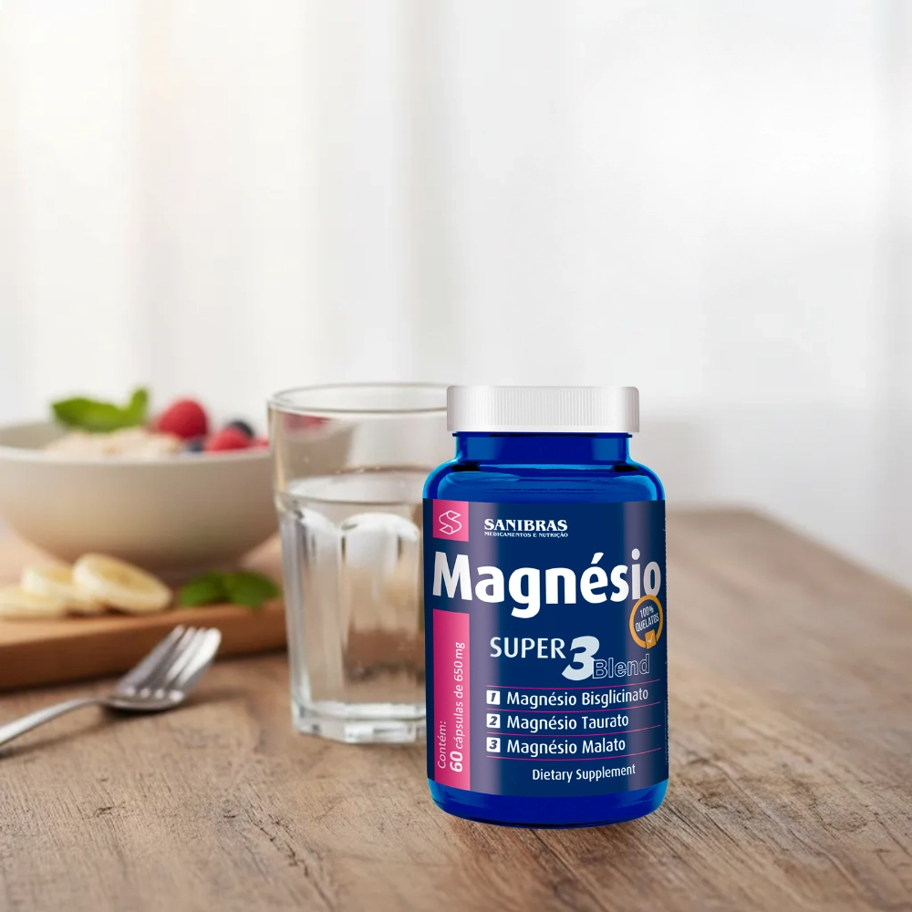 Magnesio Super 3 Blend, 650mg, 60 Cápsulas, Sanibras