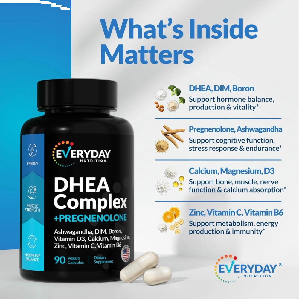 DHEA Complex + Pregnenolone, 90 Cápsulas, Everyday Nutrition