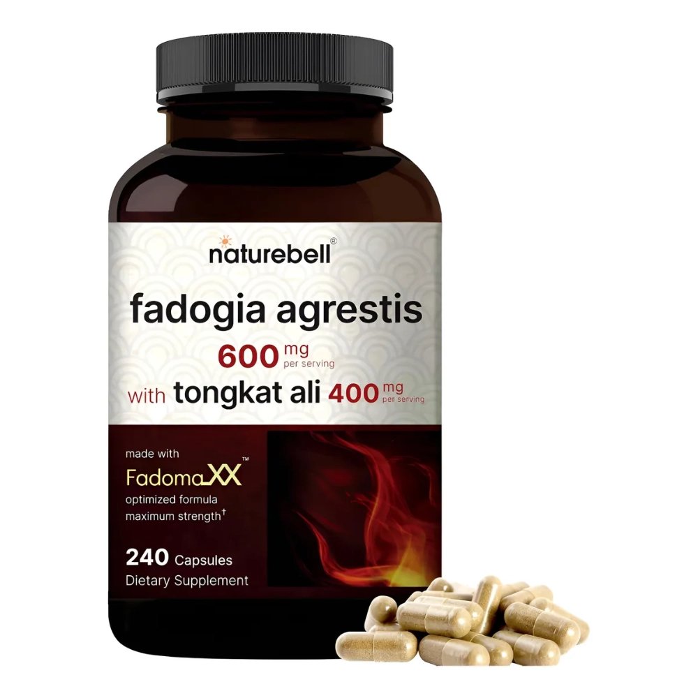 Fadogia Agrestis 600mg Com Tongkat Ali 400mg, 240 Cápsulas, Naturebell