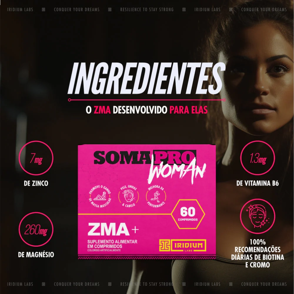 Soma Pro Woman ZMA Pré Hormonal, 60 Comprimidos, Iridium Labs