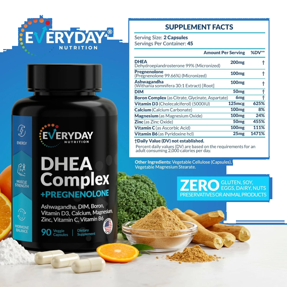 DHEA Complex + Pregnenolone, 90 Cápsulas, Everyday Nutrition