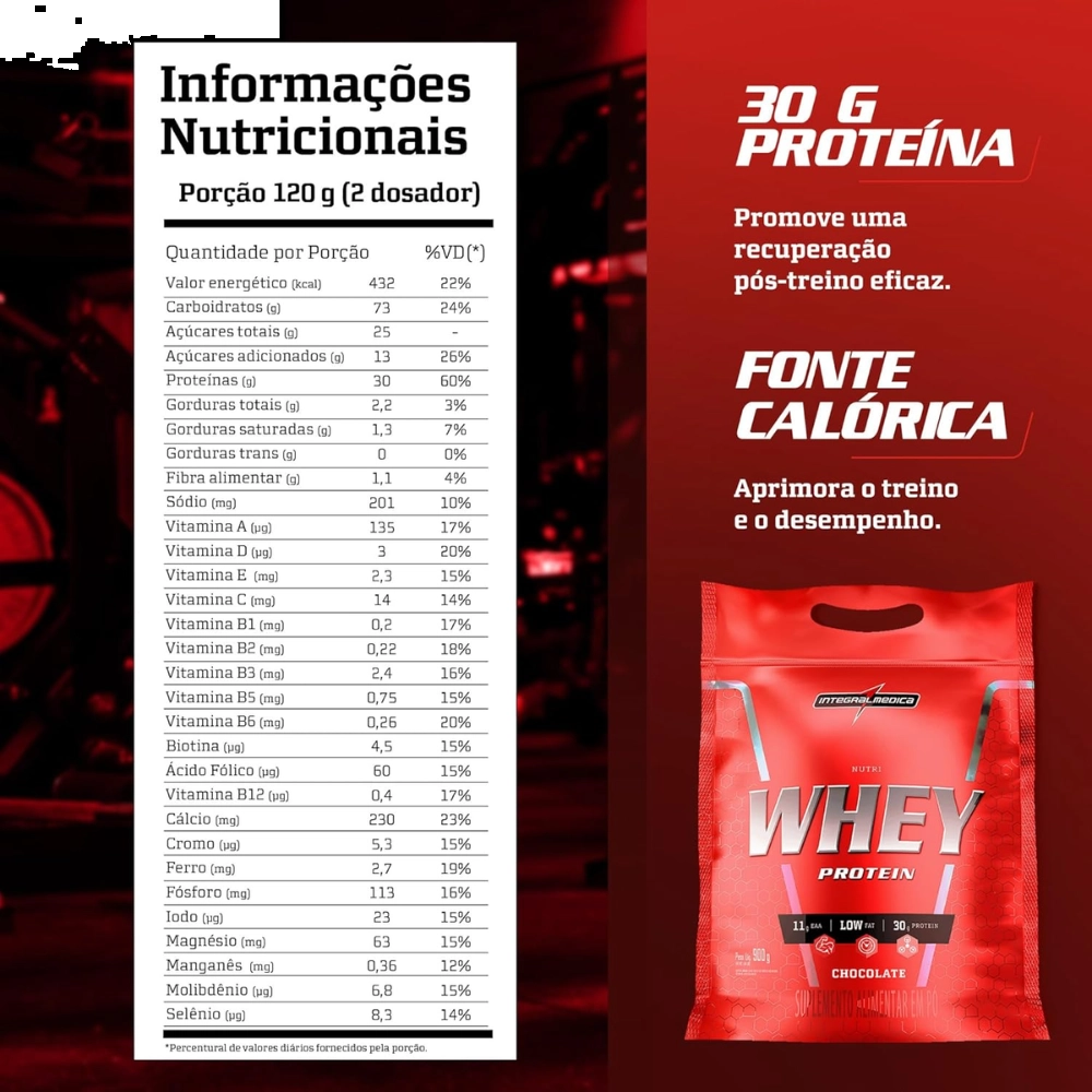 Nutri Whey Protein (Hipercalórico), Sabores, 900g, Integralmedica