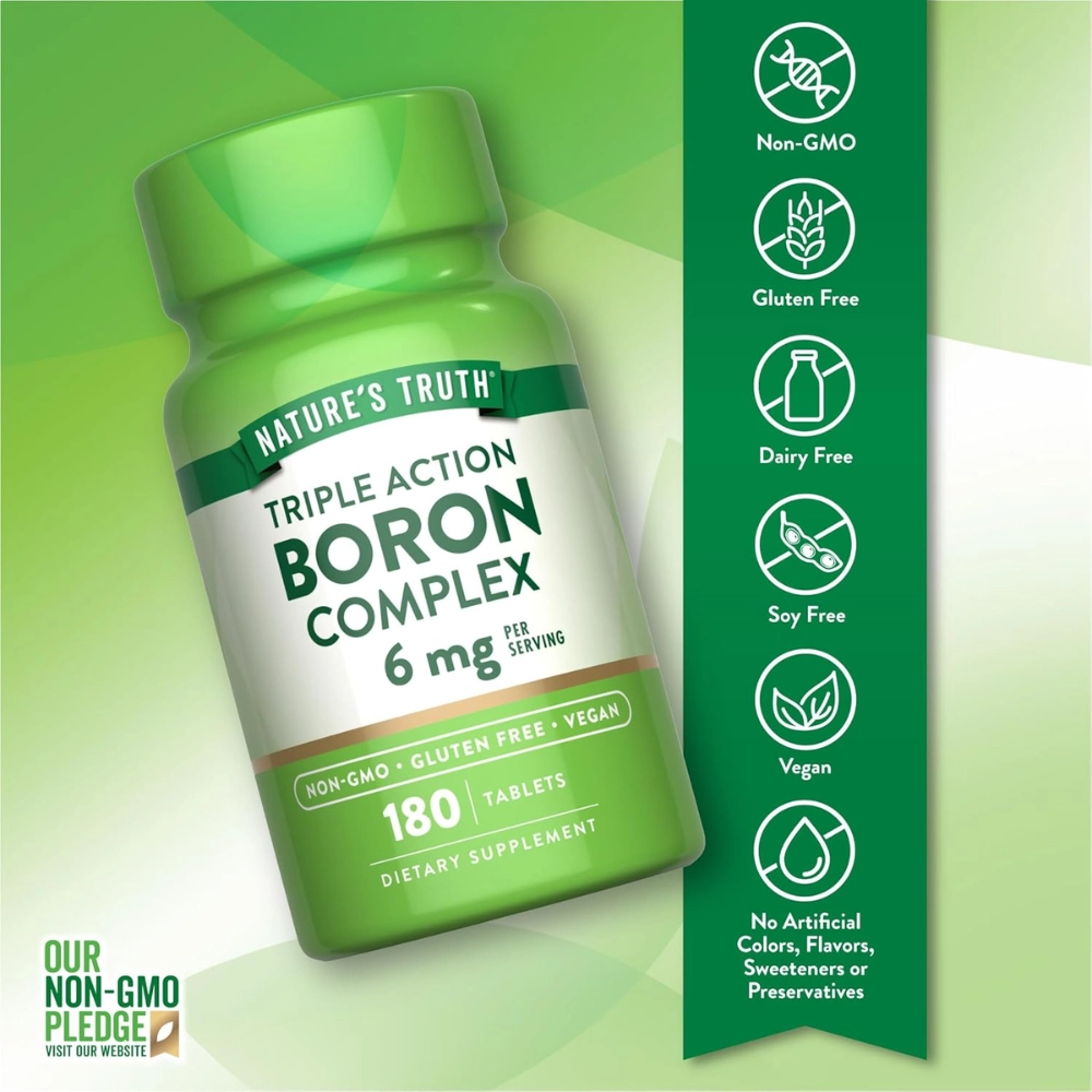 Boron, 6mg, Tripla Ação, 180 Comprimidos, Nature's Truth