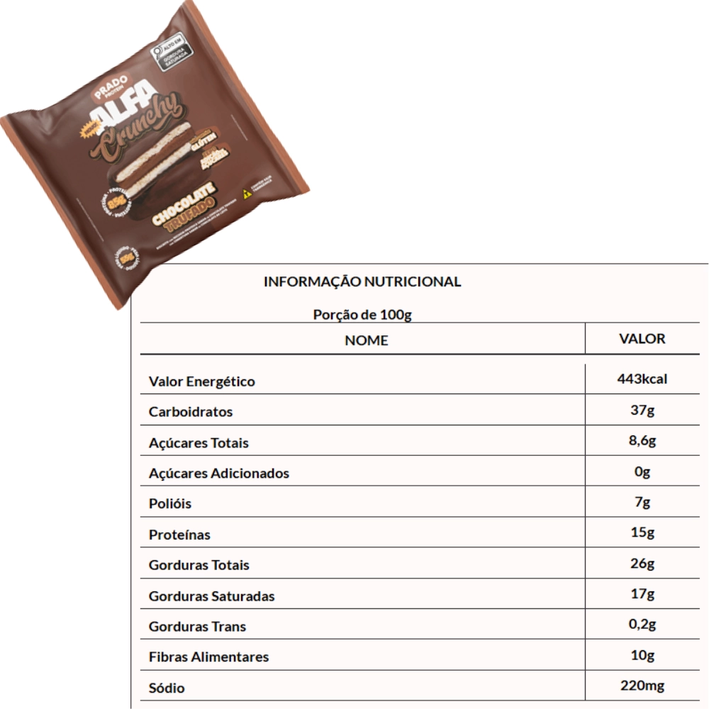 Alfajor Proteicos - Chocolate Trufado- Tabela Nutricional