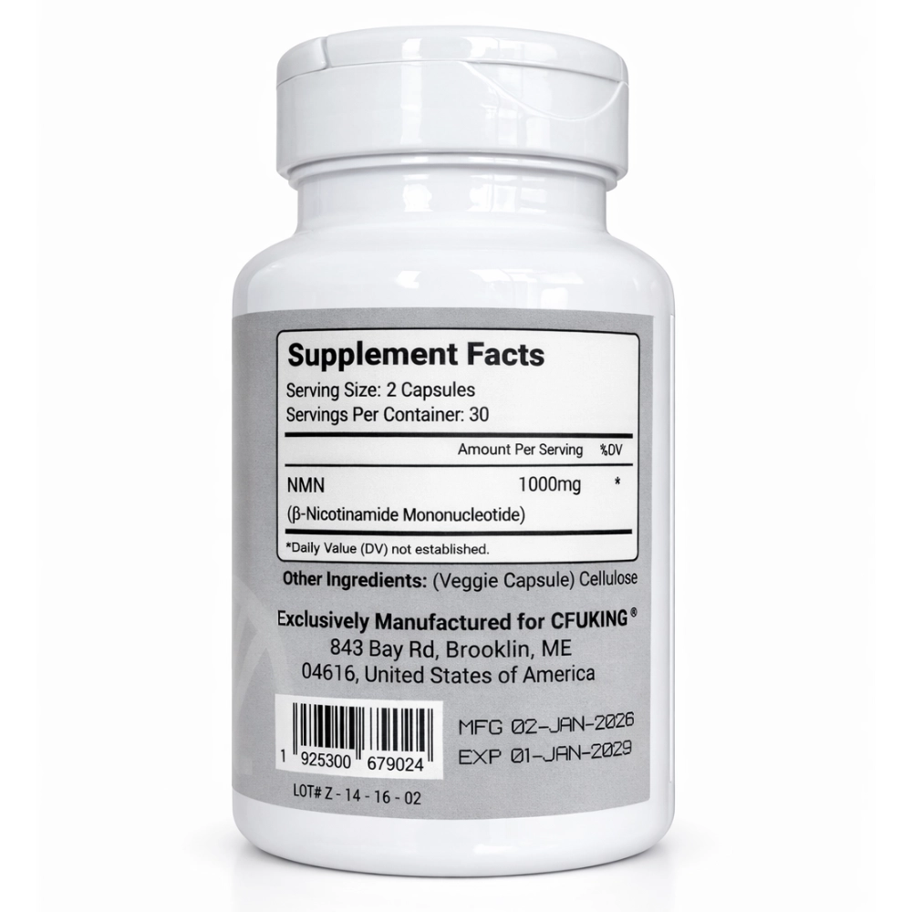 NMN 1000mg, Nicotinamide Mononucleotide, Maximum Strength, 60 Cápsulas - CFUKING