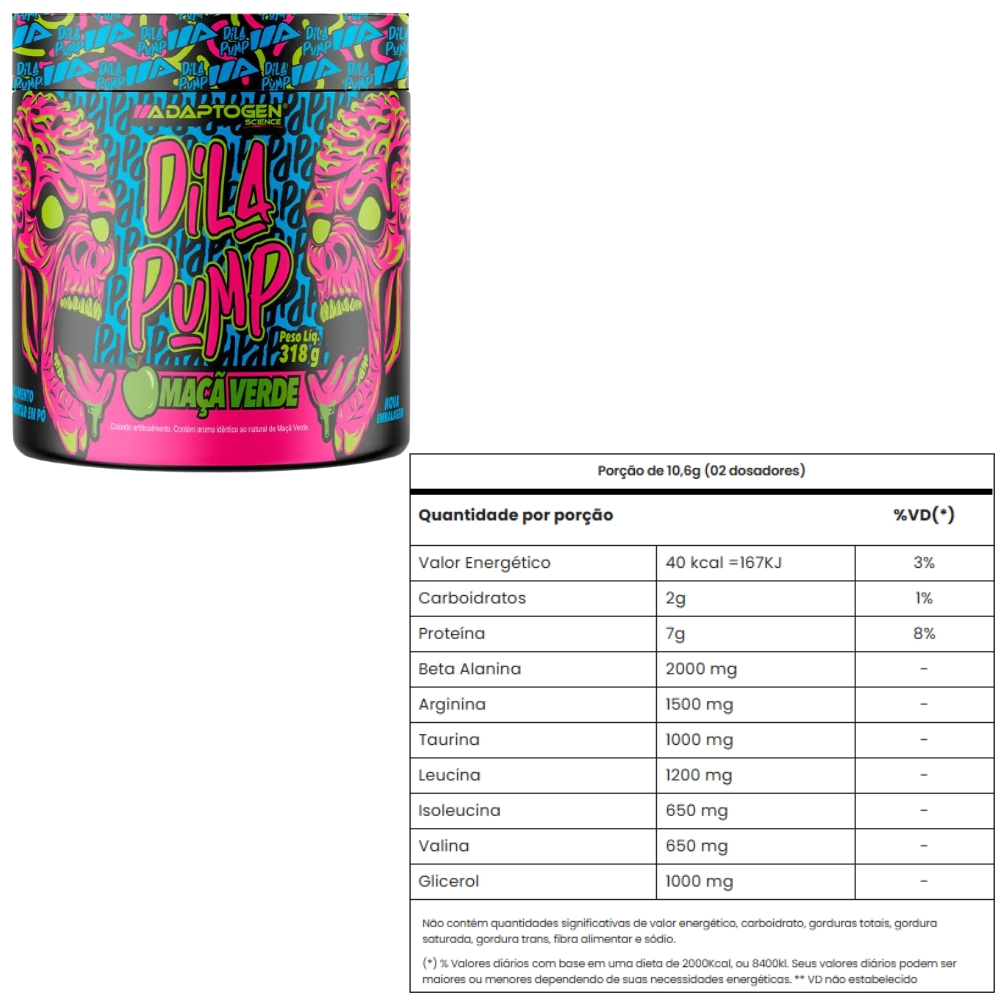 Dila Pump Energy, Sabores, 318G, Adaptogen