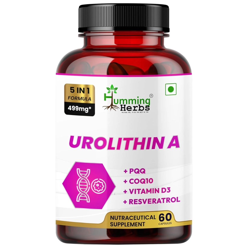 Urolithin A, 250mg, 5 em 1, 60 Cápsulas, Humming Herbs