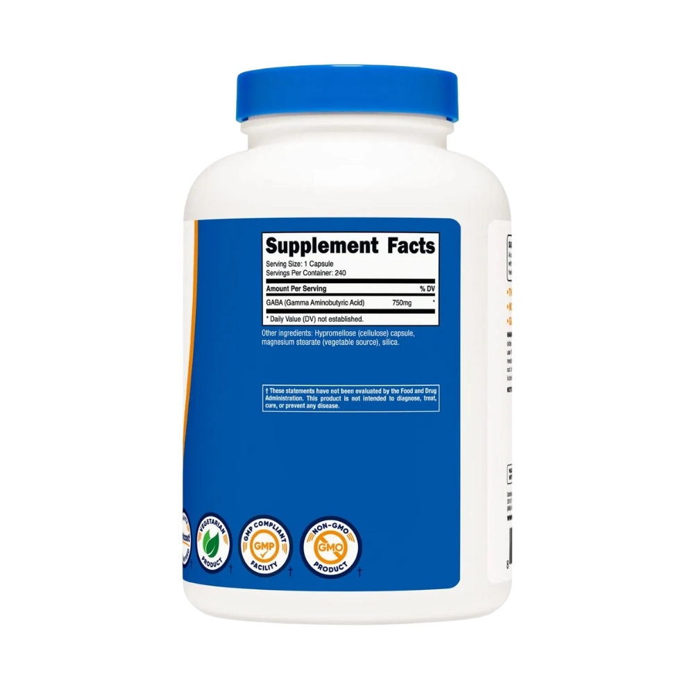 Gaba 750mg, 240 Cápsulas - Nutricost 