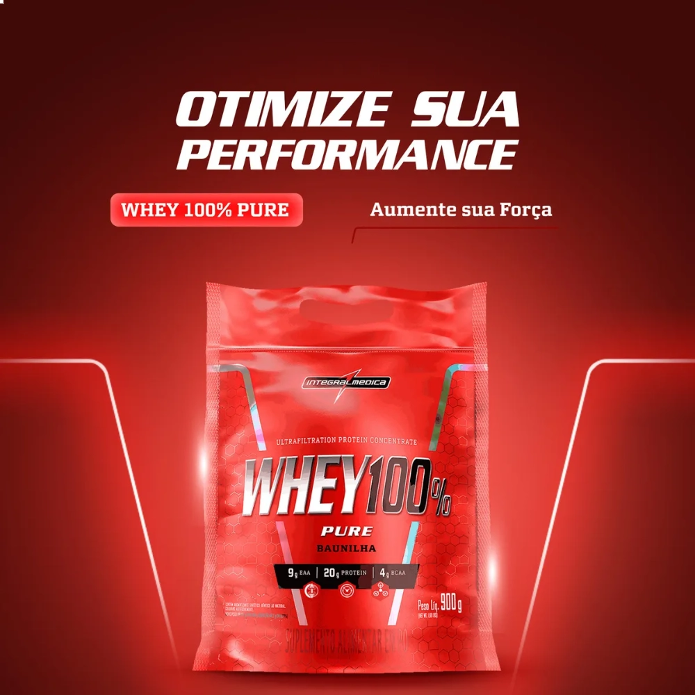 Whey 100% Pure, Sabores, 900g, IntegralMedica