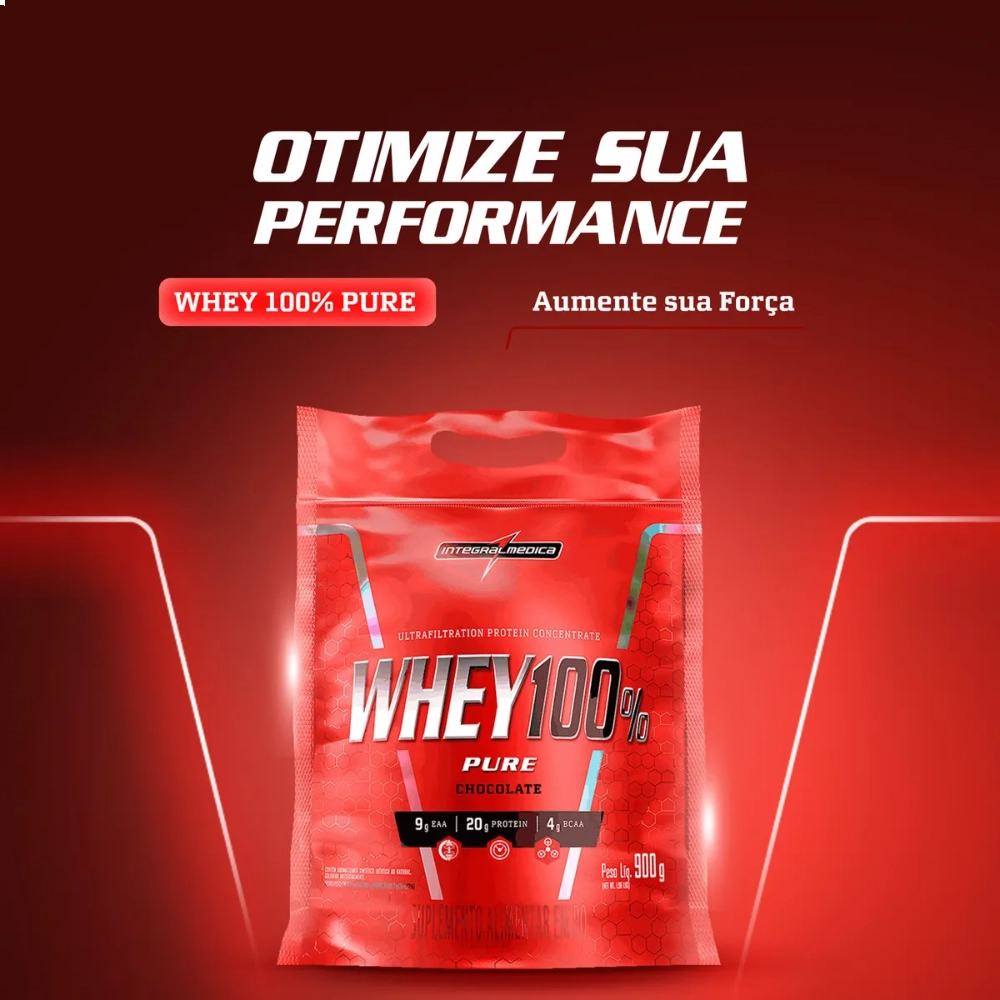 Whey 100% Pure, Sabores, 900g, IntegralMedica