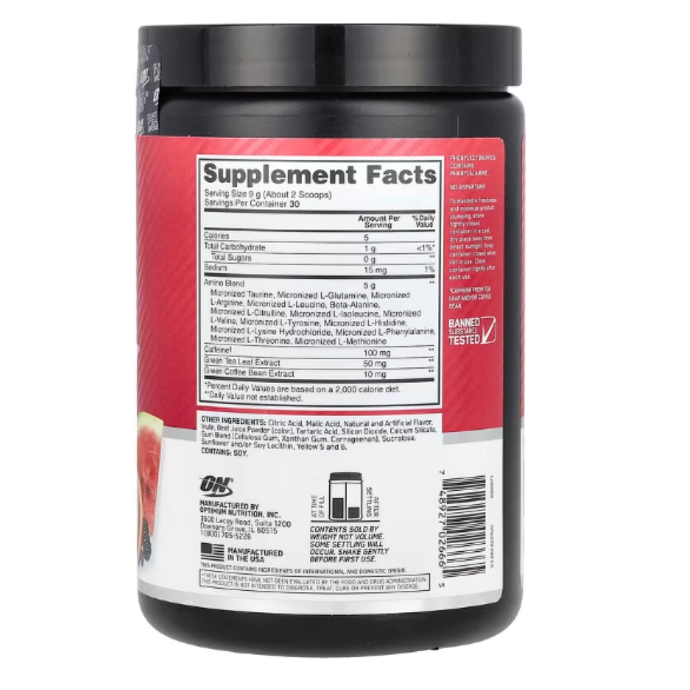 Essential AMINO Energy, Sabores, 30 Porções, Optimum Nutrition