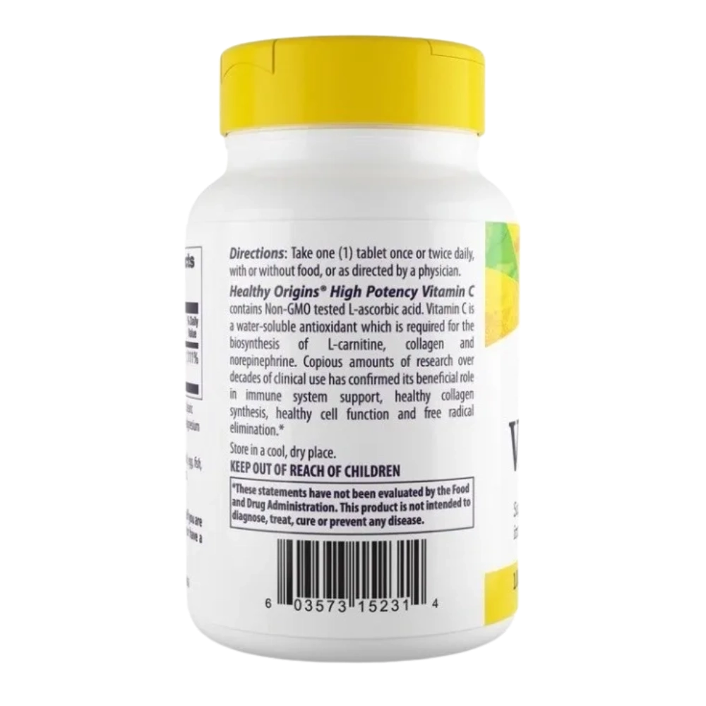 Vitamina C, 1000mg, 180 Comprimidos - Healthy Origins