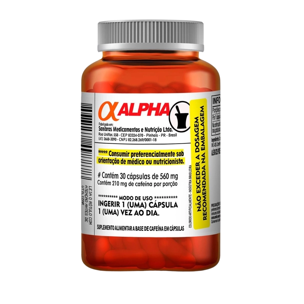 Alpha Axcell Mutante Cafeína, 500Mg, 30 Cápsulas, Sanibras