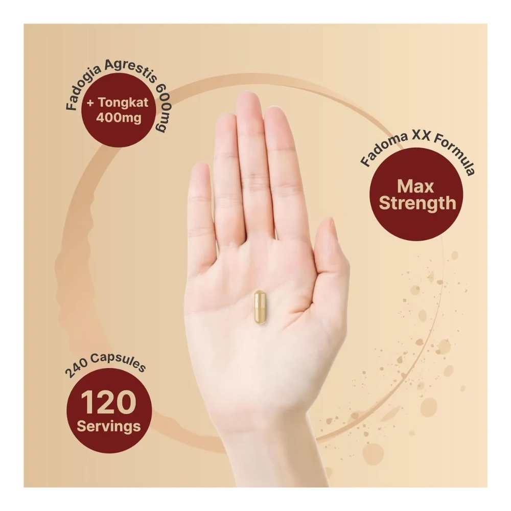 Fadogia Agrestis 600mg Com Tongkat Ali 400mg, 240 Cápsulas, Naturebell