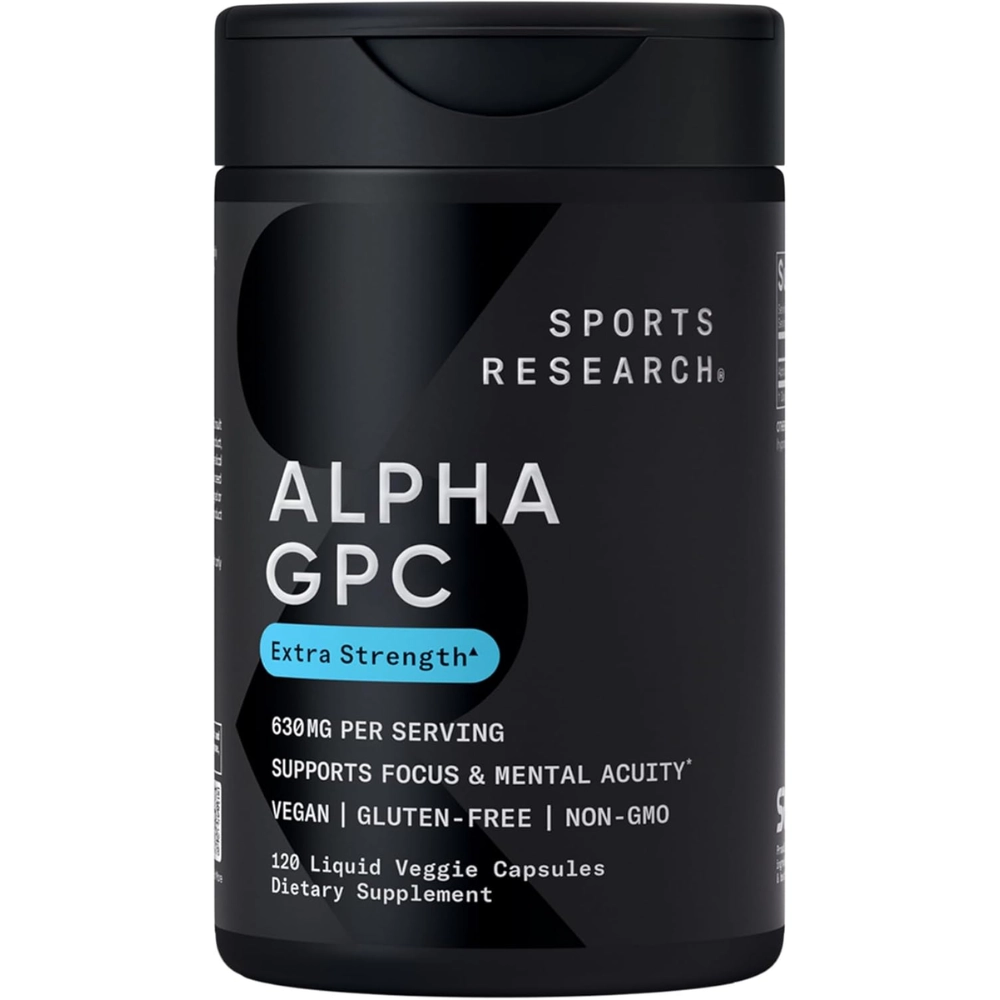 Alpha GPC, Extra Strength, 630mg, 60 Cápsulas, Sports Research