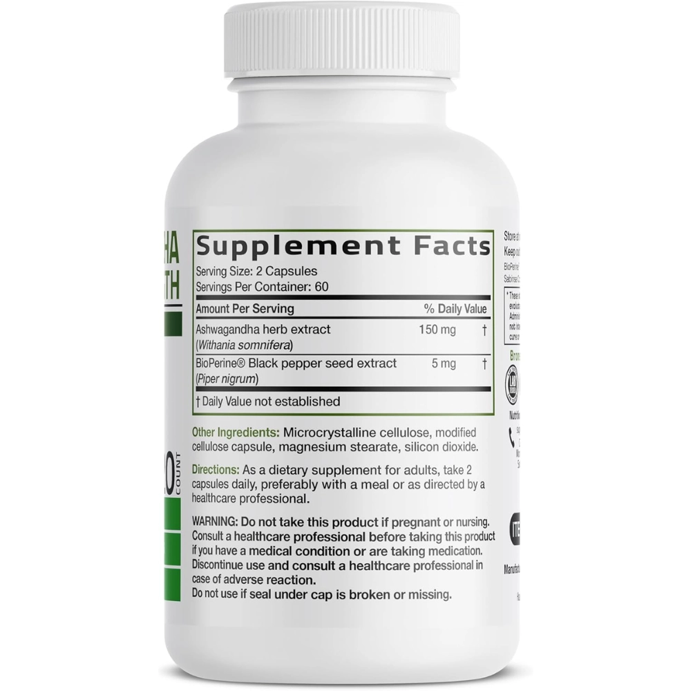 Ashwagandha Extra Strength, 150mg, 120 Cápsulas, Bronson