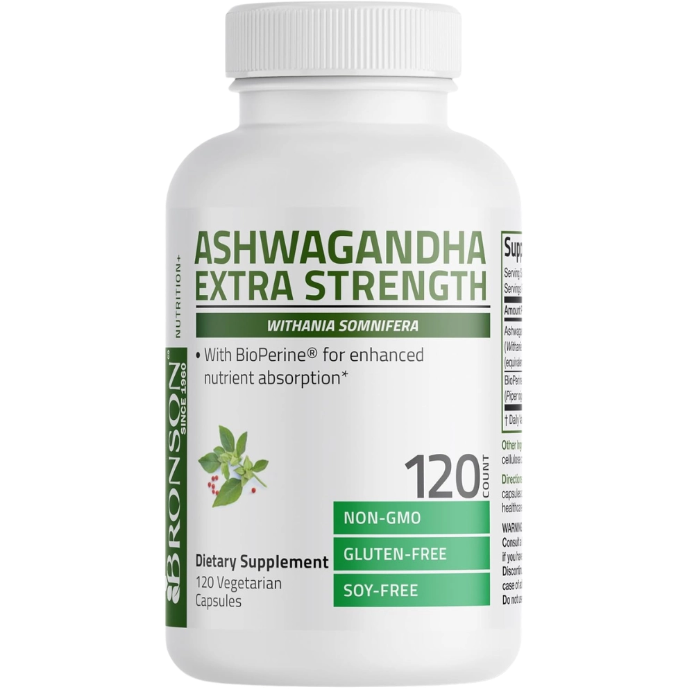 Ashwagandha Extra Strength, 150mg, 120 Cápsulas, Bronson