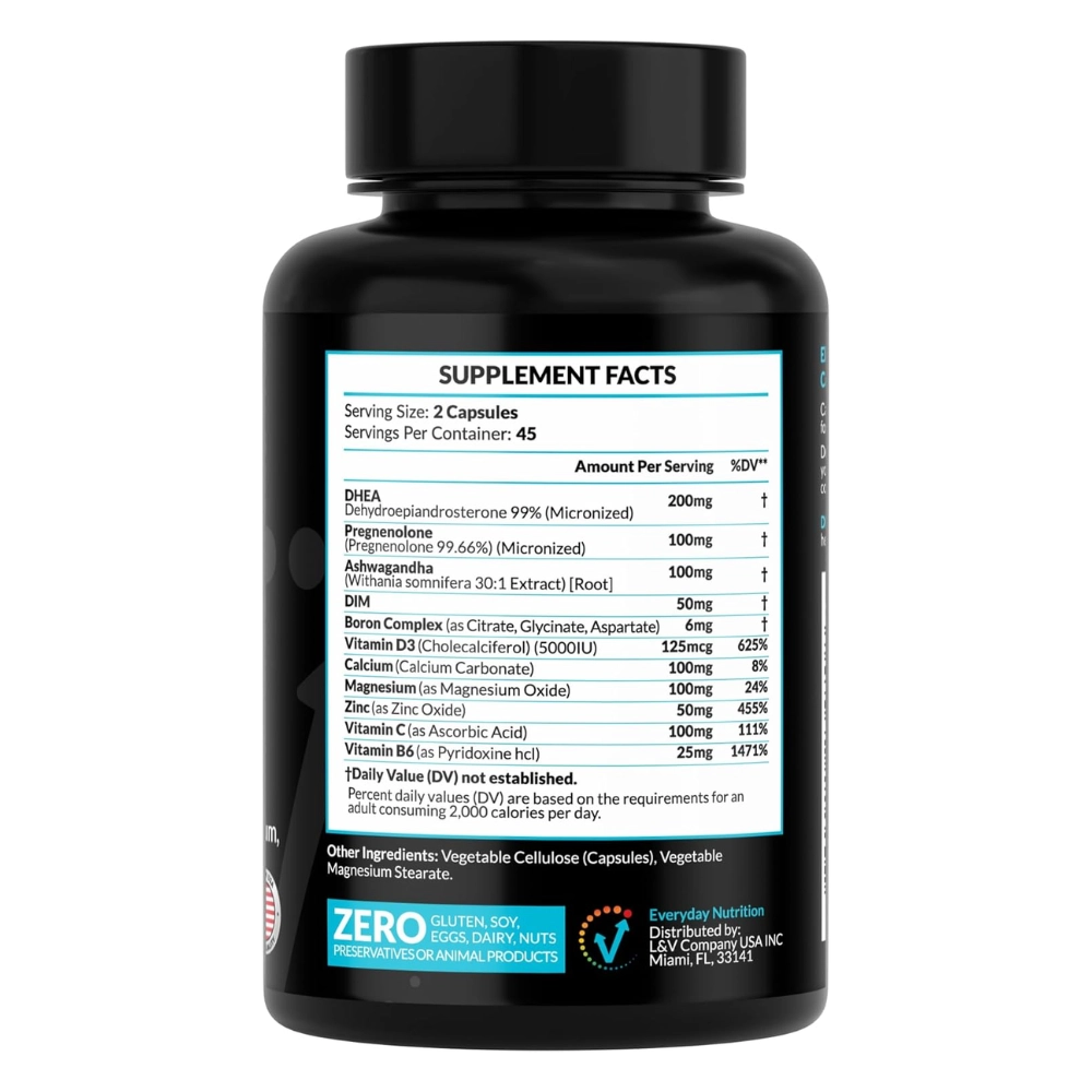 DHEA Complex + Pregnenolone, 90 Cápsulas, Everyday Nutrition