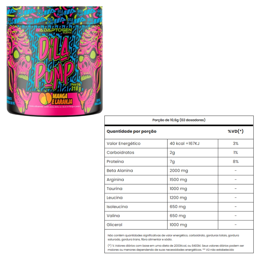 Dila Pump Energy, Sabores, 318G, Adaptogen