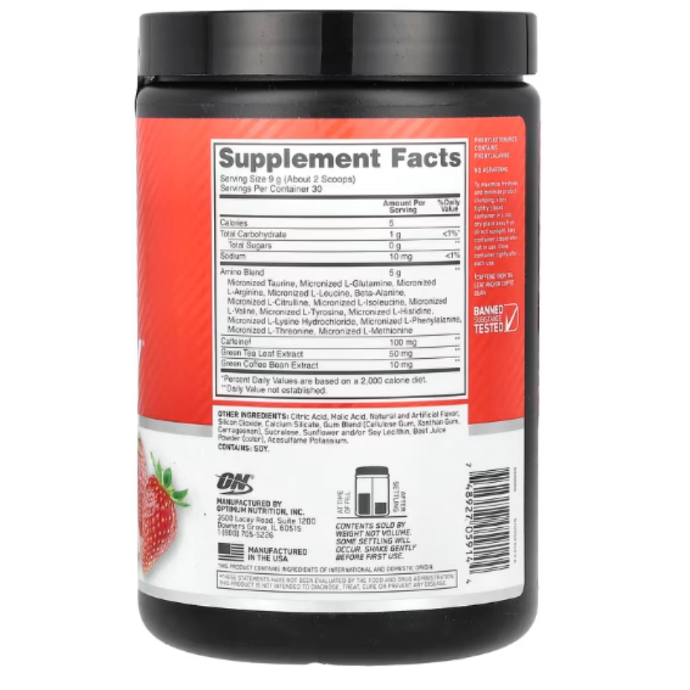 Essential AMINO Energy, Sabores, 30 Porções, Optimum Nutrition