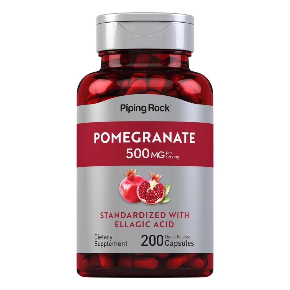 Romã Pomegranate, 500mg, 200 Cápsulas PipingRock 