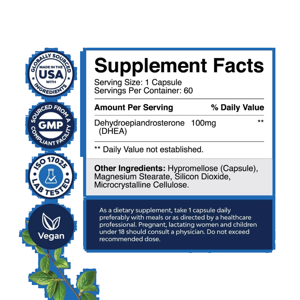 DHEA 100mg, 60 Cápsulas, Natures Craft