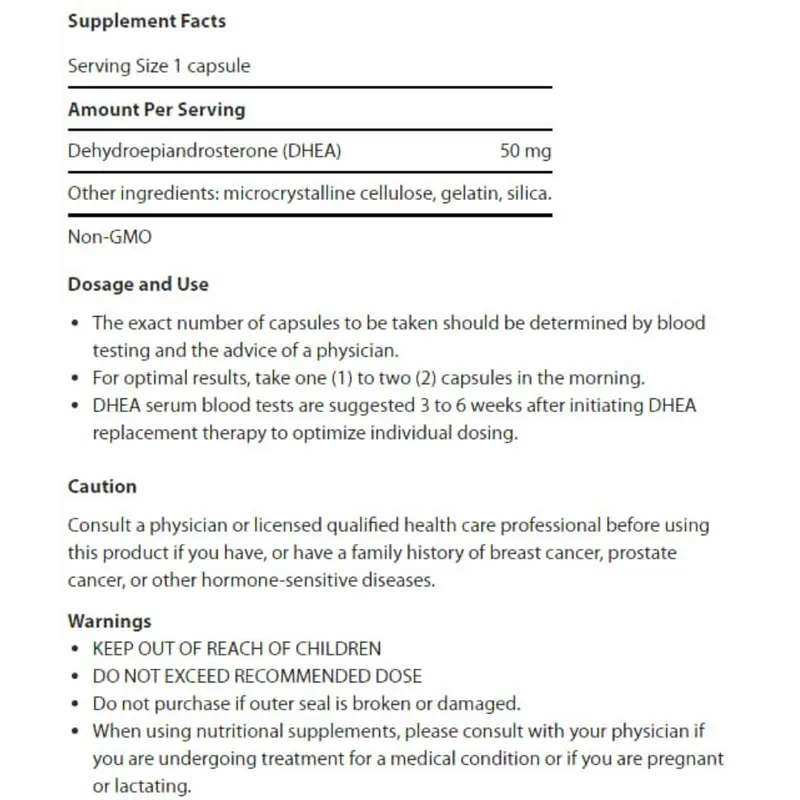 Tabela Nutricional DHEA 50mg