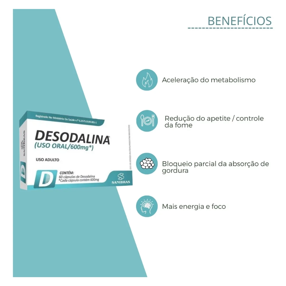 Desodalina, 600mg, 60 Cápsulas, Sanibras