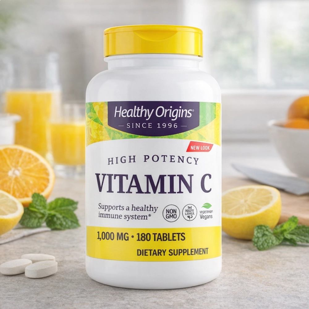 Vitamina C, 1000mg, 180 Comprimidos - Healthy Origins