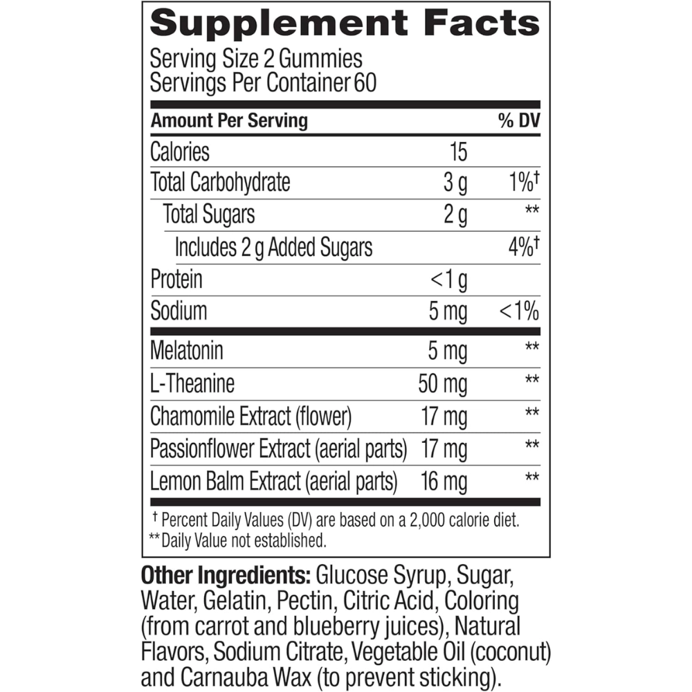 Extra Strength Sleep, Melatonina 5mg, com L-teanina, 60 Gomas Sabor Blackberry, OLLY