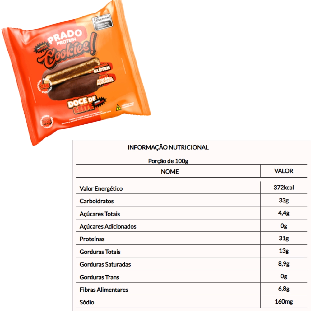 Cookies proteicos - Doce de Leite- Tabela Nutricional