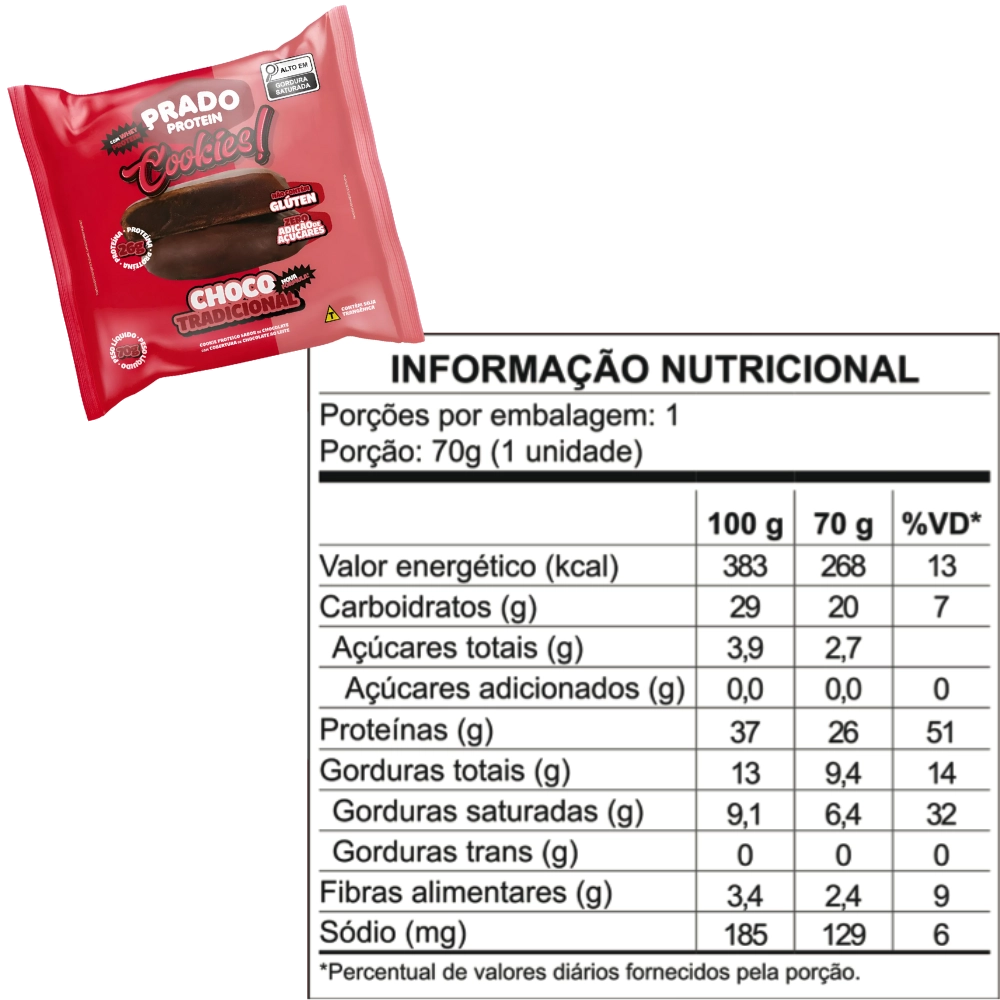 Cookies proteicos - Choco Tradicional - Tabela Nutricional