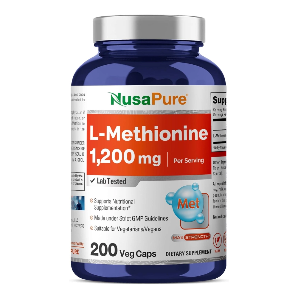 L-Methionine 1200mg 200 Cápsulas Veganas NusaPure