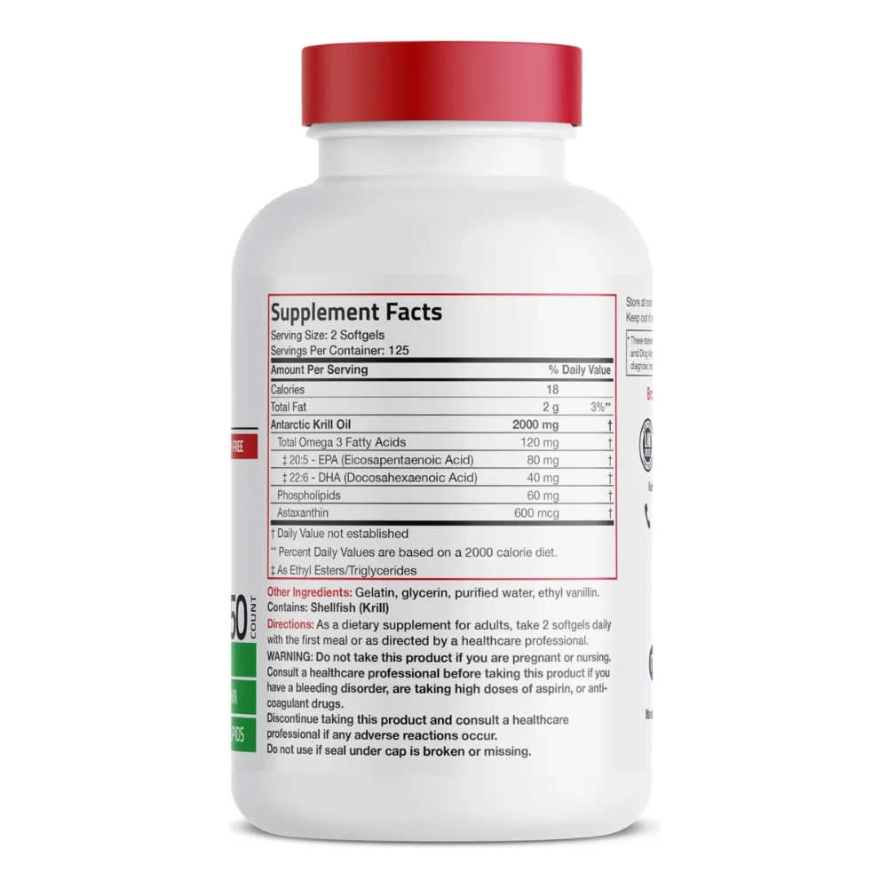Antarctic Krill Oil, 2000Mg, 120 Cápsulas, Bronson