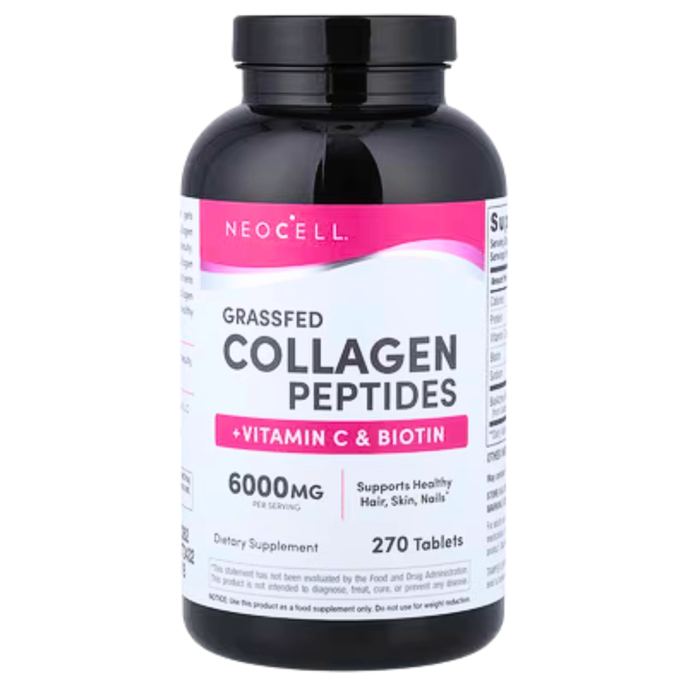 Grass-Fed Collagen Peptides, com Vitamina C e Biotina, 6000mg, Comprimidos, Neocell