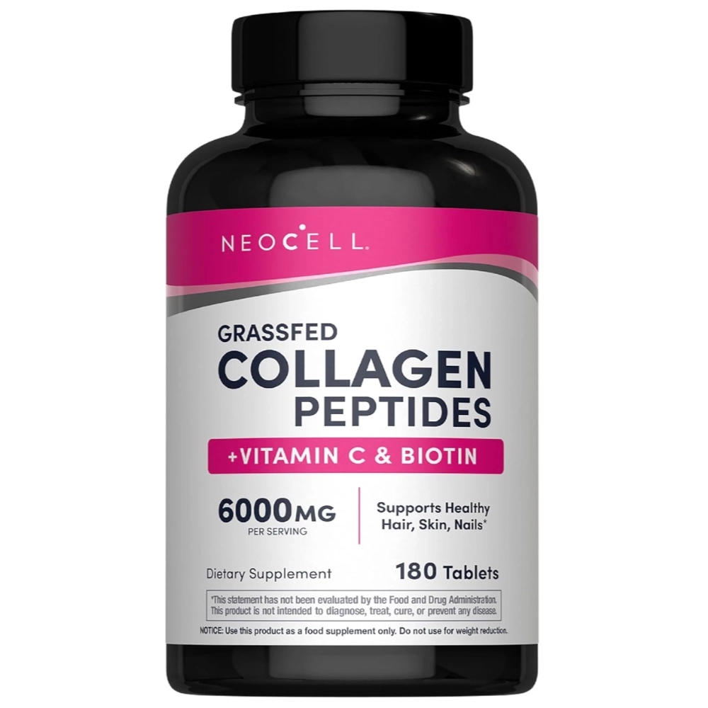 Grass-Fed Collagen Peptides, com Vitamina C e Biotina, 6000mg, Comprimidos, Neocell