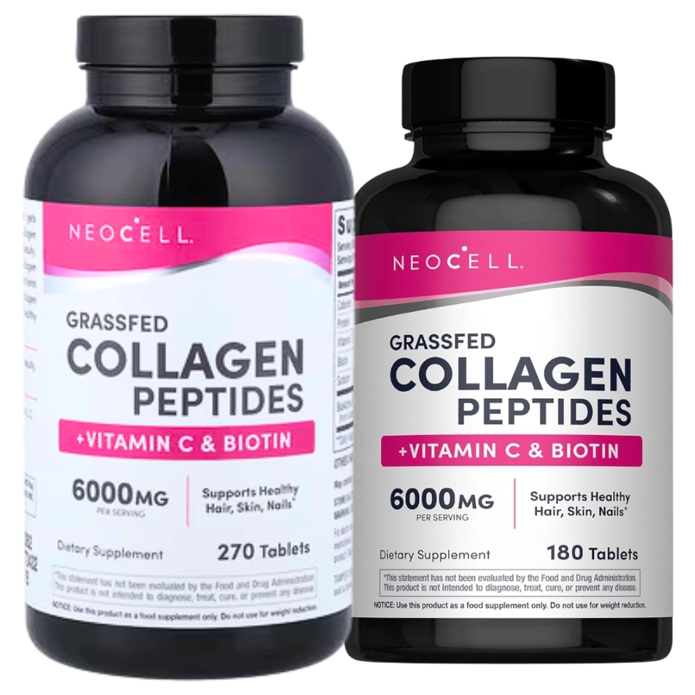 Grass-Fed Collagen Peptides, com Vitamina C e Biotina, 6000mg, Comprimidos, Neocell