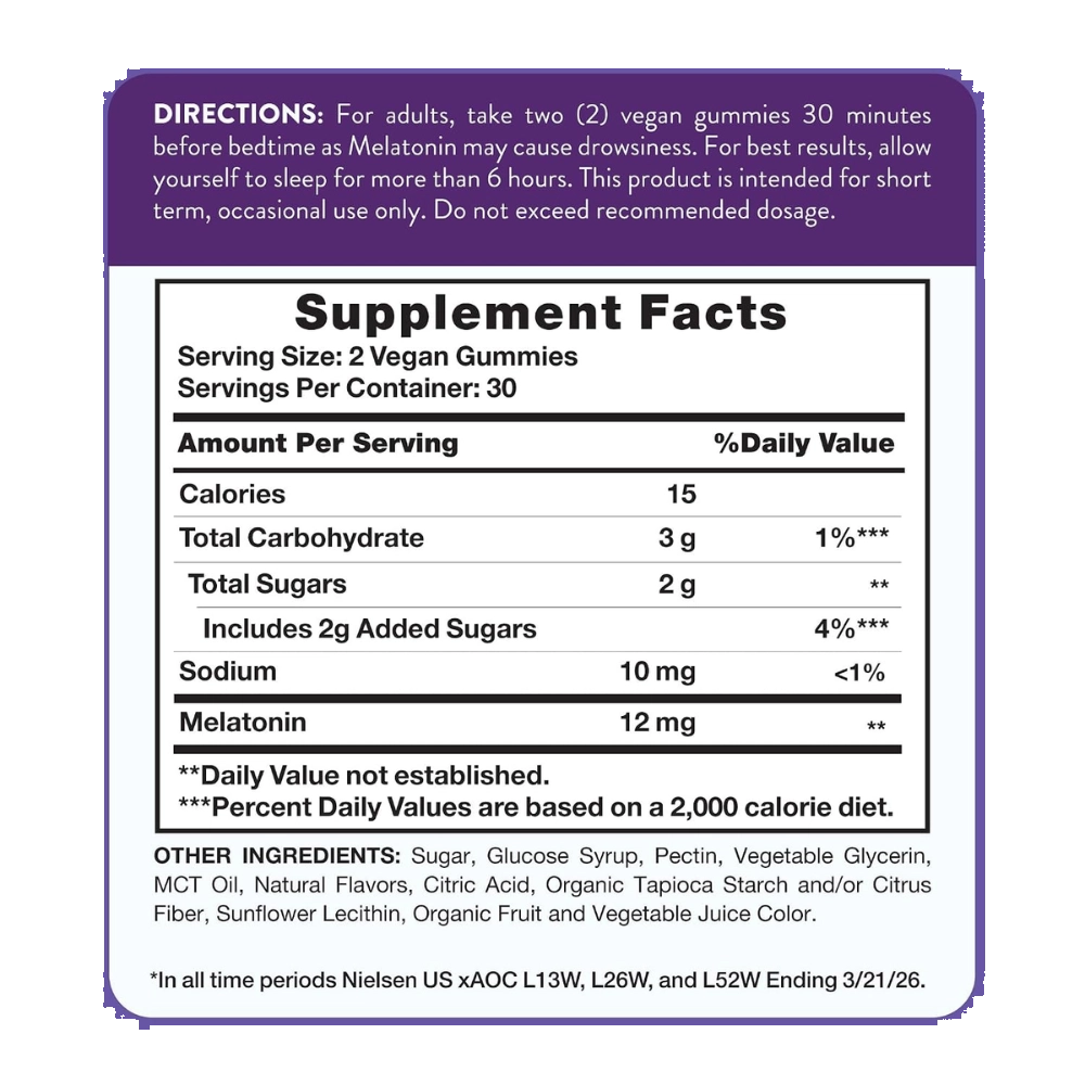 Melatonina 12mg, 60 Gomas Sabor Baga Natural, Nature's Truth