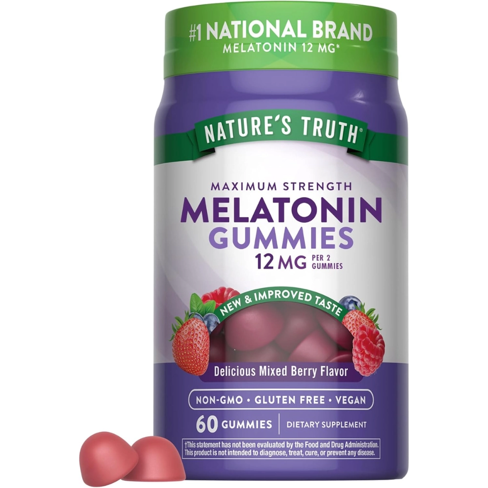 Melatonina 12mg, 60 Gomas Sabor Baga Natural, Nature's Truth