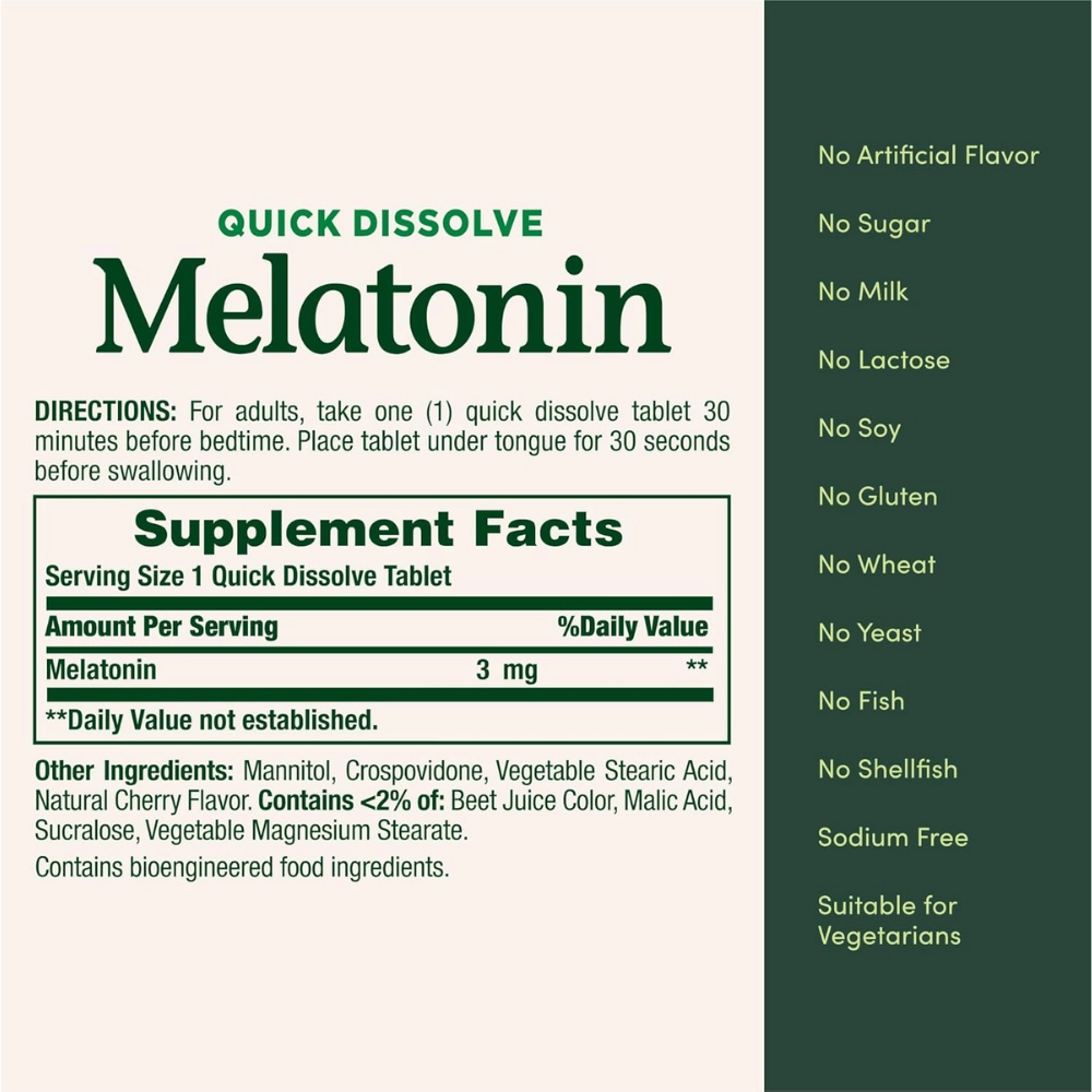 Melatonina 3mg, Sublingual, 240 Comprimidos, Nature\'s Bounty