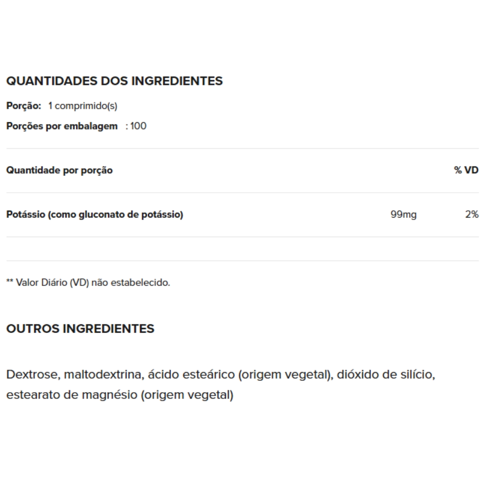 Potassium Gluconate 99mg, 100 Cápsulas, GNC