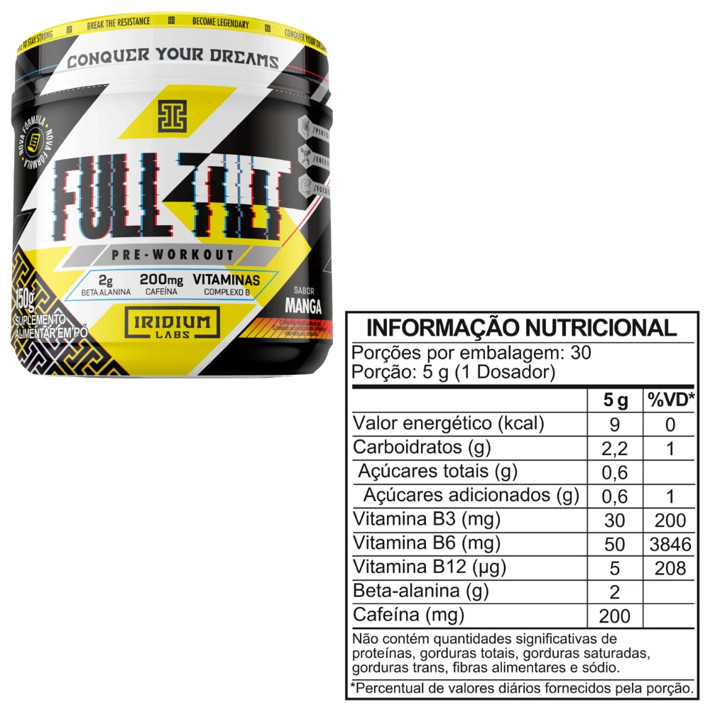 Pré-Treino Full Tilt, Sabores, 150g - Iridium Labs