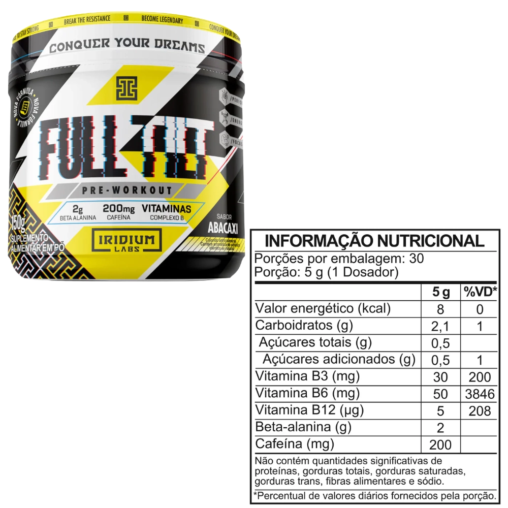 Pré-Treino Full Tilt, Sabores, 150g - Iridium Labs
