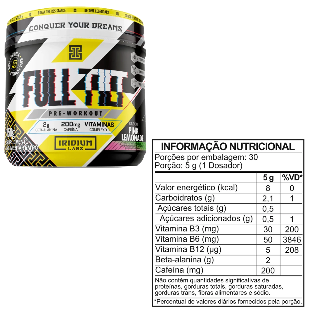 Pré-Treino Full Tilt, Sabores, 150g - Iridium Labs