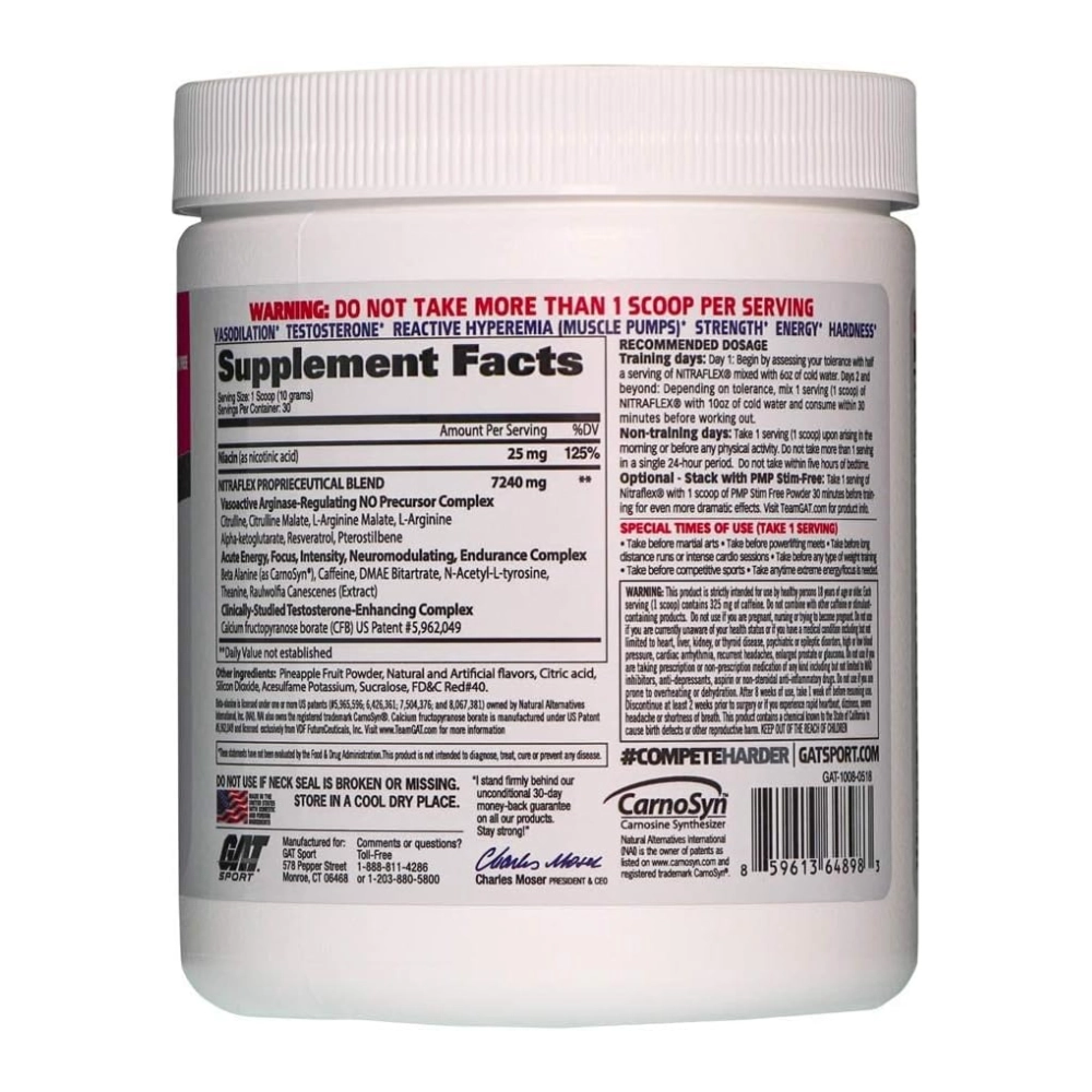 Pré-Treino Nitraflex, 300g Sabores, GAT Sport