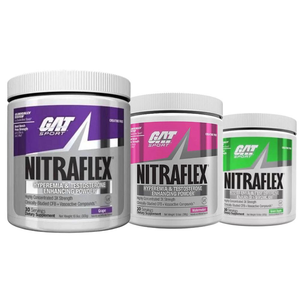 Pré-Treino Nitraflex, 300g Sabores, GAT Sport