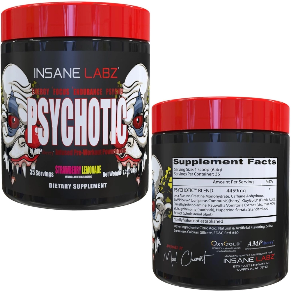 Pre Treino Psychotic Red, Sabores, Insane Labz