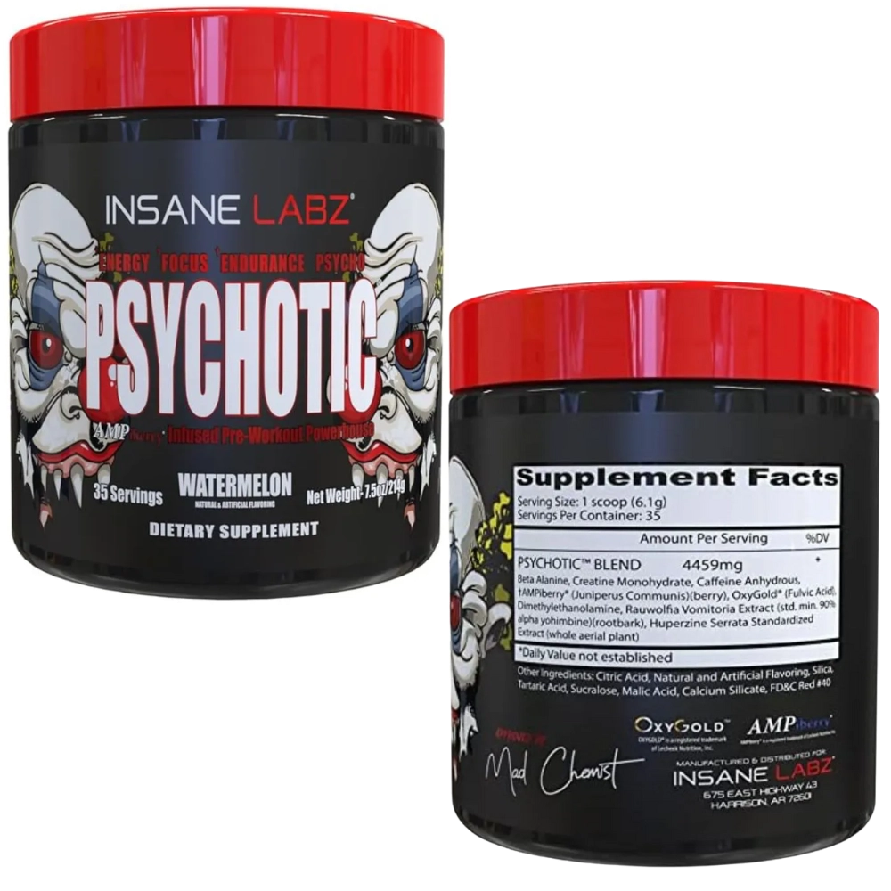 Pre Treino Psychotic Red, Sabores, Insane Labz
